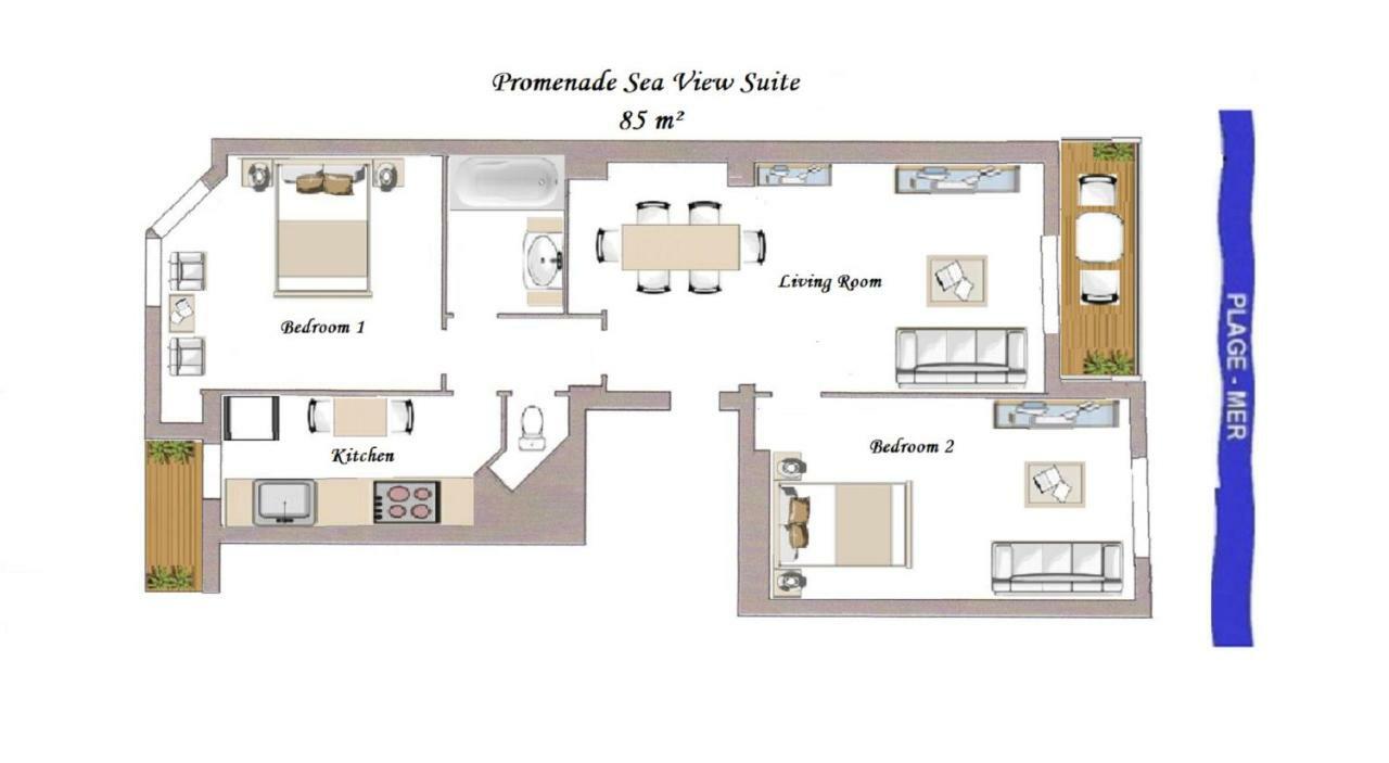 Sea Front Suite - Panoramic View With Terrace - 85 M Nizza Esterno foto